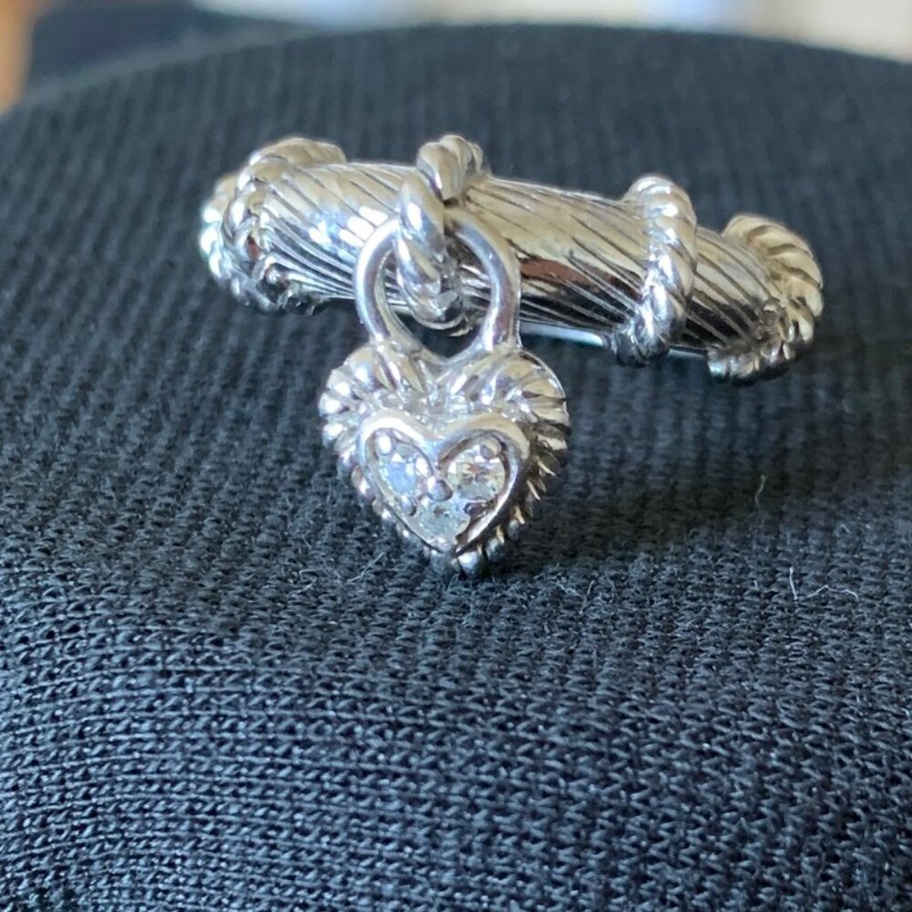 Judith Ripka Silver Heart Charm Ring